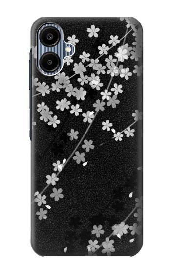 S2544 Japanese Kimono Style Black Flower Pattern Case For Samsung Galaxy A06