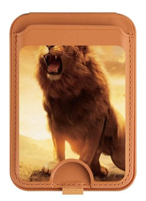 S1957 Lion Aslan Magnetic Card Holder Wallet Stand with MagSafe for iPhone 16 15 14 13 Pro Max