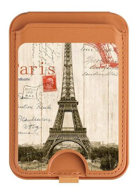 S2108 Eiffel Tower Paris Postcard Magnetic Card Holder Wallet Stand with MagSafe for iPhone 16 15 14 13 Pro Max
