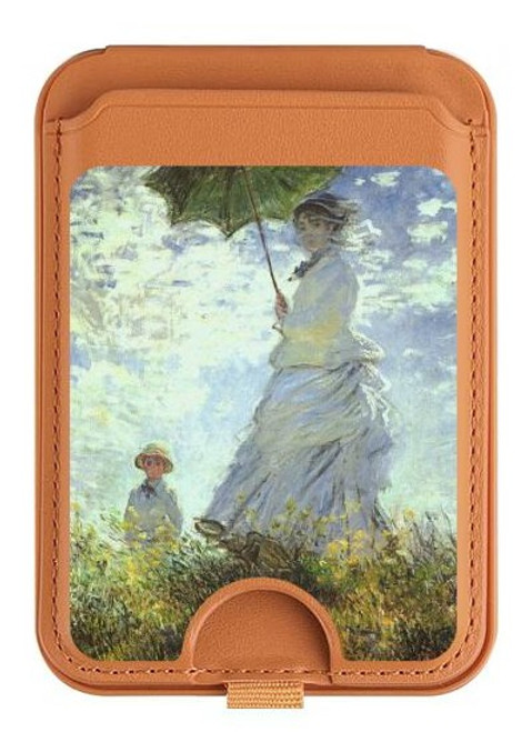 S2415 Claude Monet Woman with a Parasol Magnetic Card Holder Wallet Stand with MagSafe for iPhone 16 15 14 13 Pro Max