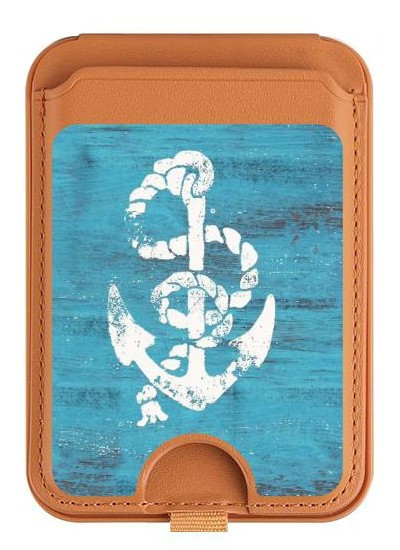 S3053 Marine Anchor Blue Magnetic Card Holder Wallet Stand with MagSafe for iPhone 16 15 14 13 Pro Max