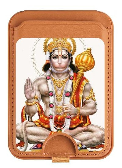 S3186 Lord Hanuman Chalisa Hindi Hindu Magnetic Card Holder Wallet Stand with MagSafe for iPhone 16 15 14 13 Pro Max