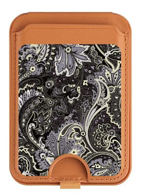 S3251 Batik Flower Pattern Magnetic Card Holder Wallet Stand with MagSafe for iPhone 16 15 14 13 Pro Max