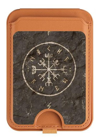 S3413 Norse Ancient Viking Symbol Magnetic Card Holder Wallet Stand with MagSafe for iPhone 16 15 14 13 Pro Max