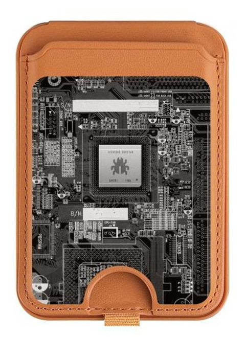 S3434 Bug Circuit Board Graphic Magnetic Card Holder Wallet Stand with MagSafe for iPhone 16 15 14 13 Pro Max