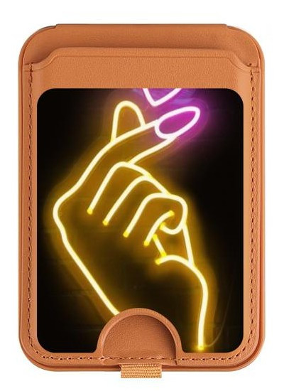 S3512 Cute Mini Heart Neon Graphic Magnetic Card Holder Wallet Stand with MagSafe for iPhone 16 15 14 13 Pro Max