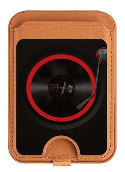 S3531 Spinning Record Player Magnetic Card Holder Wallet Stand with MagSafe for iPhone 16 15 14 13 Pro Max