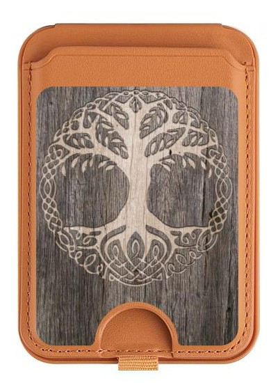 S3591 Viking Tree of Life Symbol Magnetic Card Holder Wallet Stand with MagSafe for iPhone 16 15 14 13 Pro Max