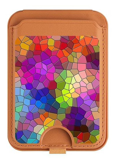 S3677 Colorful Brick Mosaics Magnetic Card Holder Wallet Stand with MagSafe for iPhone 16 15 14 13 Pro Max
