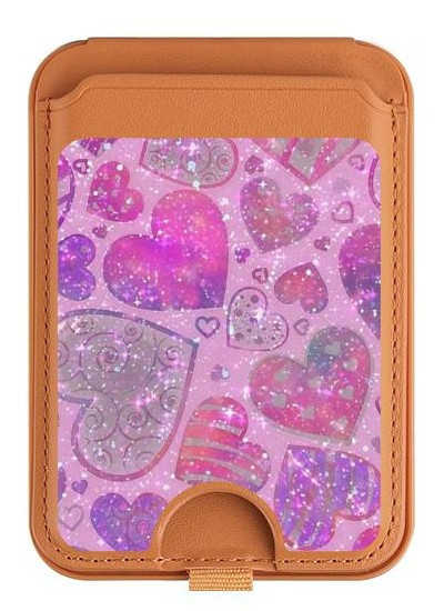 S3710 Pink Love Heart Magnetic Card Holder Wallet Stand with MagSafe for iPhone 16 15 14 13 Pro Max