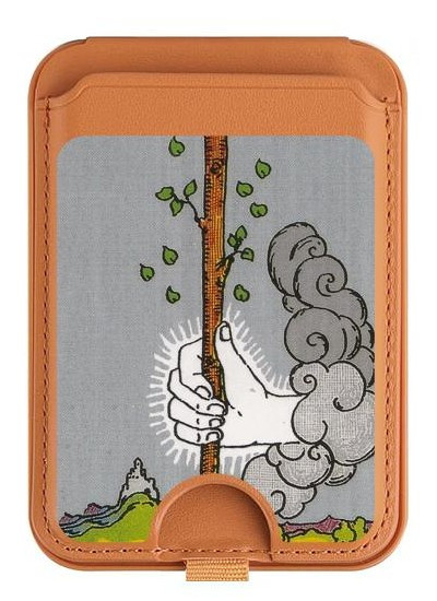 S3723 Tarot Card Age of Wands Magnetic Card Holder Wallet Stand with MagSafe for iPhone 16 15 14 13 Pro Max