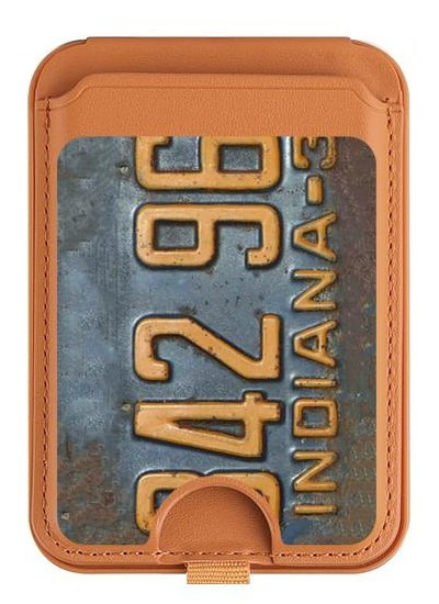 S3750 Vintage Vehicle Registration Plate Magnetic Card Holder Wallet Stand with MagSafe for iPhone 16 15 14 13 Pro Max