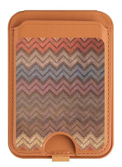 S3752 Zigzag Fabric Pattern Graphic Printed Magnetic Card Holder Wallet Stand with MagSafe for iPhone 16 15 14 13 Pro Max