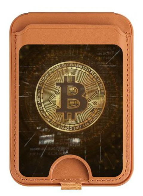 S3798 Cryptocurrency Bitcoin Magnetic Card Holder Wallet Stand with MagSafe for iPhone 16 15 14 13 Pro Max