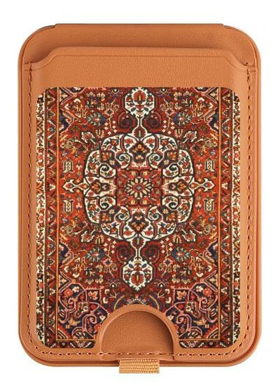 S3813 Persian Carpet Rug Pattern Magnetic Card Holder Wallet Stand with MagSafe for iPhone 16 15 14 13 Pro Max