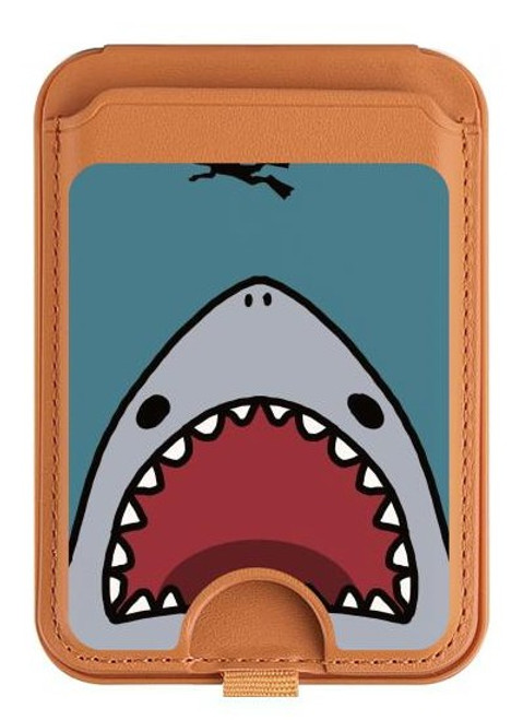 S3825 Cartoon Shark Sea Diving Magnetic Card Holder Wallet Stand with MagSafe for iPhone 16 15 14 13 Pro Max