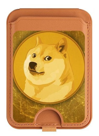 S3826 Dogecoin Shiba Magnetic Card Holder Wallet Stand with MagSafe for iPhone 16 15 14 13 Pro Max