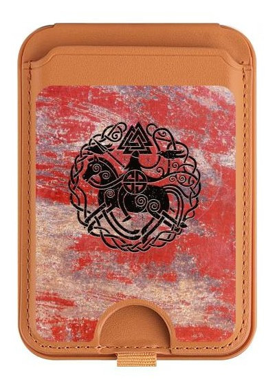 S3831 Viking Norse Ancient Symbol Magnetic Card Holder Wallet Stand with MagSafe for iPhone 16 15 14 13 Pro Max