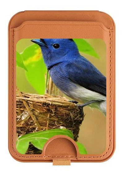S3839 Bluebird of Happiness Blue Bird Magnetic Card Holder Wallet Stand with MagSafe for iPhone 16 15 14 13 Pro Max