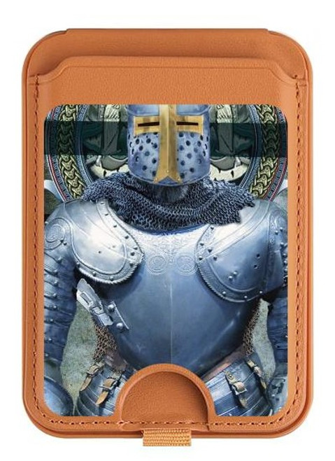 S3864 Medieval Templar Heavy Armor Knight Magnetic Card Holder Wallet Stand with MagSafe for iPhone 16 15 14 13 Pro Max