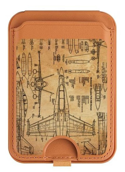 S3868 Aircraft Blueprint Old Paper Magnetic Card Holder Wallet Stand with MagSafe for iPhone 16 15 14 13 Pro Max