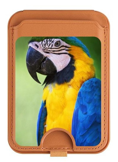 S3888 Macaw Face Bird Magnetic Card Holder Wallet Stand with MagSafe for iPhone 16 15 14 13 Pro Max