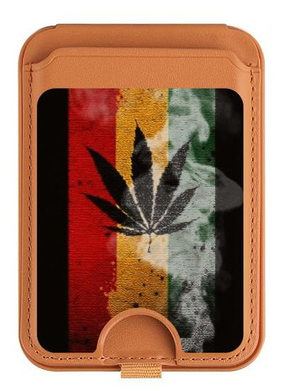 S3890 Reggae Rasta Flag Smoke Magnetic Card Holder Wallet Stand with MagSafe for iPhone 16 15 14 13 Pro Max