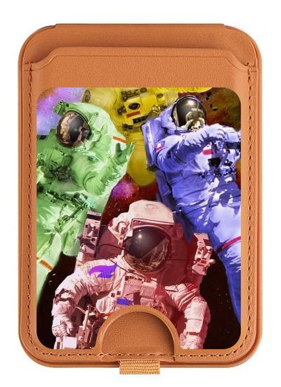 S3914 Colorful Nebula Astronaut Suit Galaxy Magnetic Card Holder Wallet Stand with MagSafe for iPhone 16 15 14 13 Pro Max