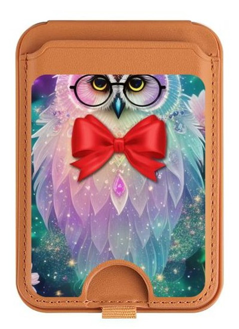 S3934 Fantasy Nerd Owl Magnetic Card Holder Wallet Stand with MagSafe for iPhone 16 15 14 13 Pro Max