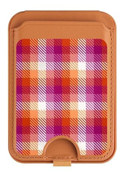 S3941 LGBT Lesbian Pride Flag Plaid Magnetic Card Holder Wallet Stand with MagSafe for iPhone 16 15 14 13 Pro Max
