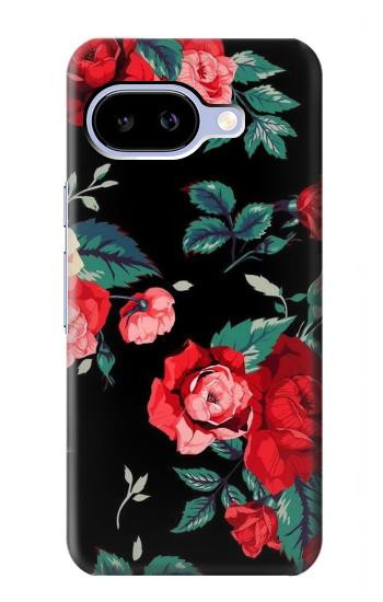 S3112 Rose Floral Pattern Black Case For Google Pixel 9a