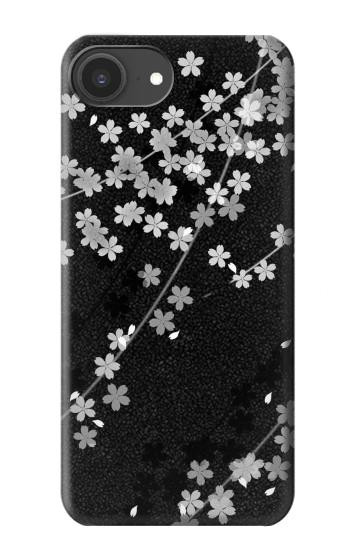 S2544 Japanese Kimono Style Black Flower Pattern Case For iPhone 16e