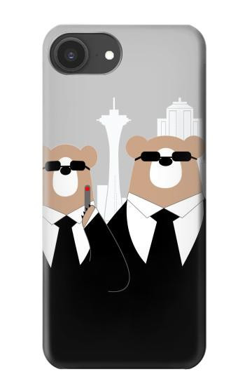 S3557 Bear in Black Suit Case For iPhone 16e, 17e