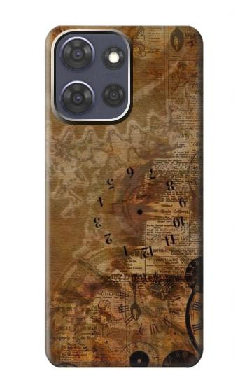S3456 Vintage Paper Clock Steampunk Case For Motorola Moto G Power (2025,2026)