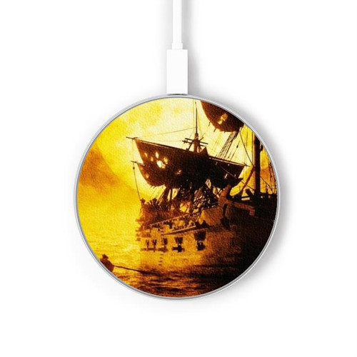 S0841 Pirates Black Pearl Wireless Charger Pad 15W Type-C iPhone Android LED Light Charging Station