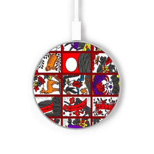 S1923 Hanafuda Japanese Flower Card Wireless Charger Pad 15W Type-C iPhone Android LED Light Charging Station