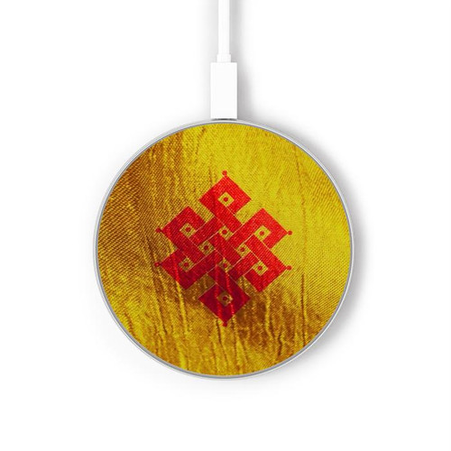 S2318 Eternal Knot Buddhist Spiritual Meditation Wireless Charger Pad 15W Type-C iPhone Android LED Light Charging Station
