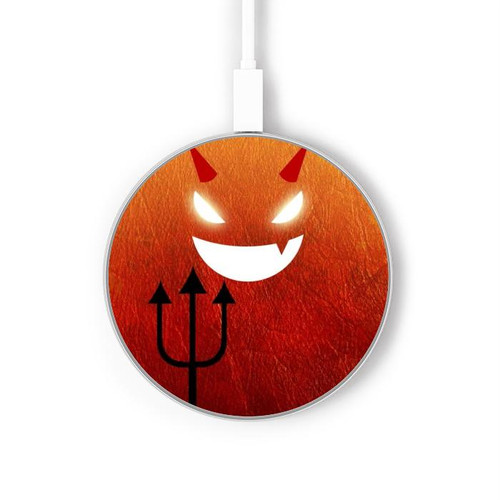 S2454 Red Cute Little Devil Cartoon Wireless Charger Pad 15W Type-C iPhone Android LED Light Charging Station