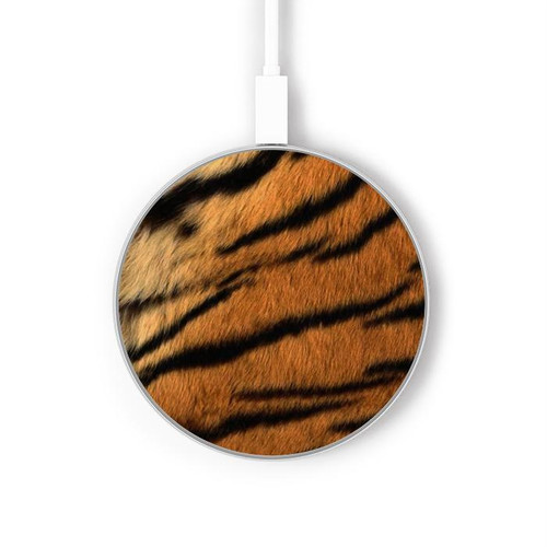 S2962 Tiger Stripes Graphic Printed Wireless Charger Pad 15W Type-C iPhone Android LED Light Charging Station
