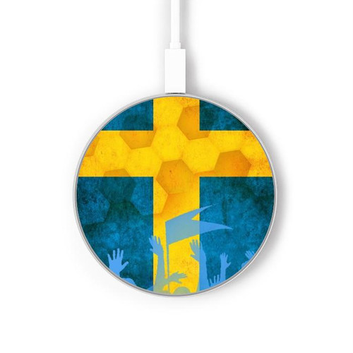 S2990 Sweden Football Soccer Wireless Charger Pad 15W Type-C iPhone Android LED Light Charging Station