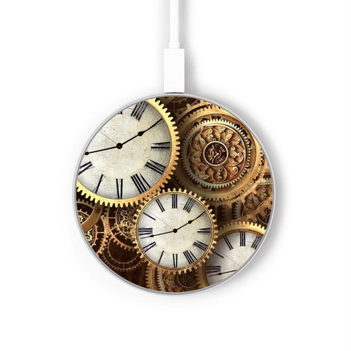 S3172 Gold Clock Live Wireless Charger Pad 15W Type-C iPhone Android LED Light Charging Station