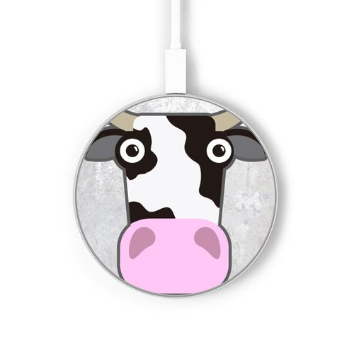 S3257 Cow Cartoon Wireless Charger Pad 15W Type-C iPhone Android LED Light Charging Station