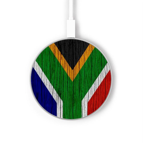 S3464 South Africa Flag Wireless Charger Pad 15W Type-C iPhone Android LED Light Charging Station
