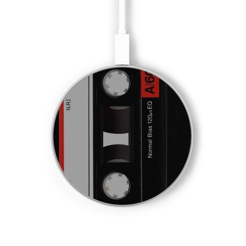 S3516 Vintage Cassette Tape Wireless Charger Pad 15W Type-C iPhone Android LED Light Charging Station