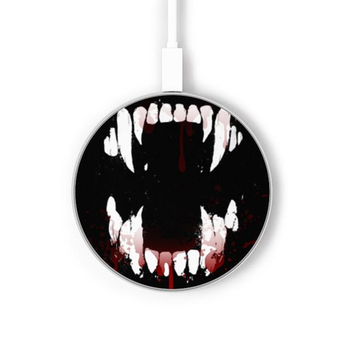 S3527 Vampire Teeth Bloodstain Wireless Charger Pad 15W Type-C iPhone Android LED Light Charging Station