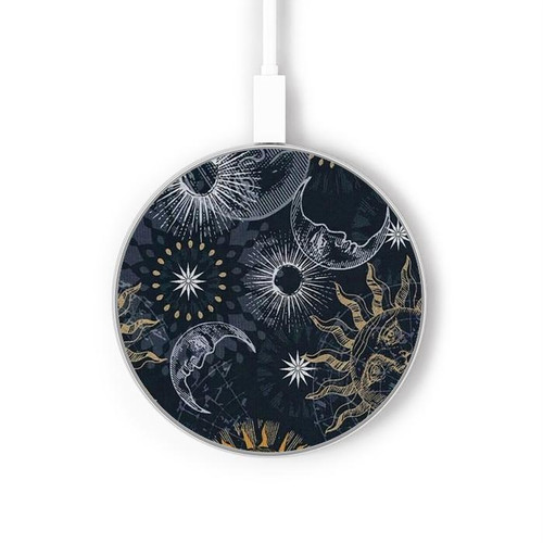 S3702 Moon and Sun Wireless Charger Pad 15W Type-C iPhone Android LED Light Charging Station
