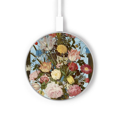 S3749 Vase of Flowers Wireless Charger Pad 15W Type-C iPhone Android LED Light Charging Station