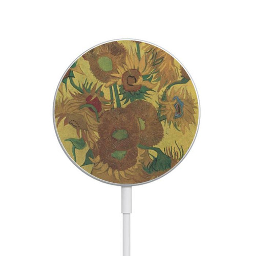 S0214 Van Gogh Vase Fifteen Sunflowers Magnetic Wireless Charger Pad with MagSafe 15W for iPhone 16 15 14 13 12