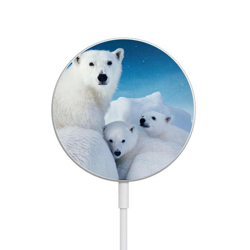 S0285 Polar Bear Family Arctic Magnetic Wireless Charger Pad with MagSafe 15W for iPhone 16 15 14 13 12
