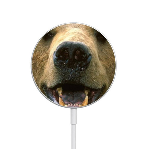 S0840 Grizzly Bear Face Magnetic Wireless Charger Pad with MagSafe 15W for iPhone 16 15 14 13 12